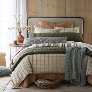 Amity home garrett  nelson collection king in natural windowpane plaid   classic design