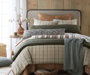 Amity home nelson duvet cover in mushroom   plaid pattern