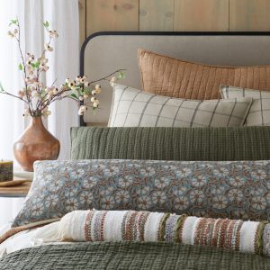 Amity home garrett  nelson collection in olive green  blue floral   mixed textures