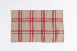 Amity home lance red linen placemat in red plaid   rustic linen texture