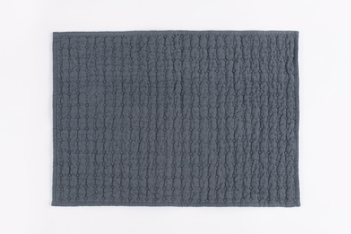 Amity home catalina placemat linen in steel blue   quilted diamond stitching
