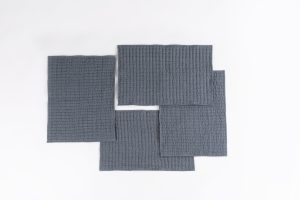 Amity home catalina placemat linen in steel blue   quilted diamond stitch