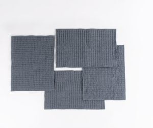 Amity home catalina placemat linen in steel blue   quilted diamond stitch