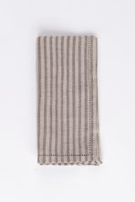 Amity home bernadette napkin in walnut brown stripe   ladder stitch detail