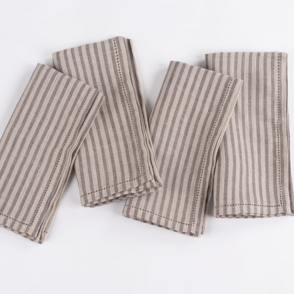 Bernadette Napkin, Linen, Walnut Brown Stripe (Set Of 4)