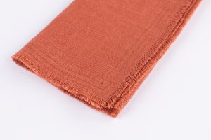 Amity home ranier linen dinner napkin set in burnt sienna   fringed edge