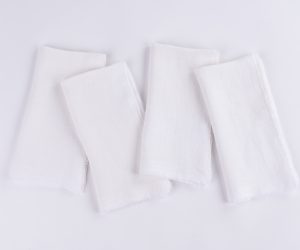 Amity home ranier linen dinner napkin set in ivory   delicate fringed edges