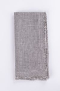 Amity home ranier linen dinner napkin set in grey   frayed edge detail