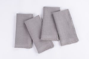 Amity home ranier linen dinner napkin set in grey   frayed edges