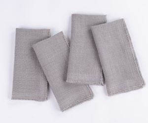Amity home ranier linen dinner napkin set in grey   frayed edges