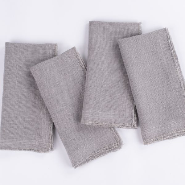 Ranier Linen Dinner Napkin Set (Set Of 4), Grey