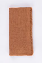 Amity home ranier linen dinner napkin set in ochre   frayed edge
