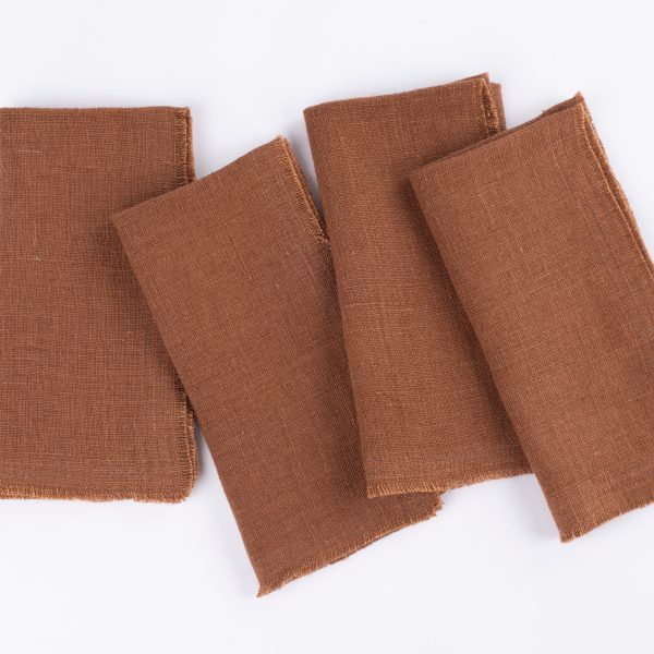 Ranier Linen Dinner Napkin Set (Set Of 4), Saddle