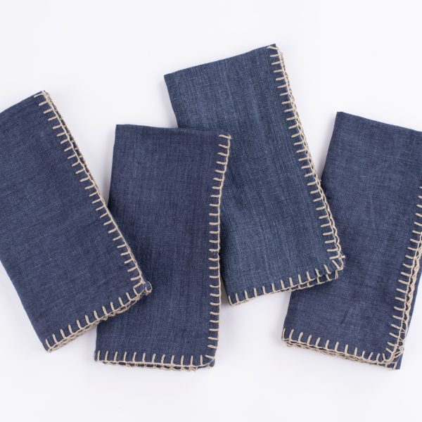 Bryce Linen Dinner Napkin Set (Set Of 4), Indigo