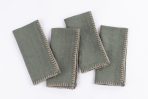 Amity home bryce linen dinner napkin set in kale   contrast whipstitch edging