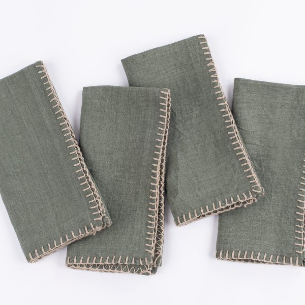 Bryce Linen Dinner Napkin Set (Set Of 4), Kale