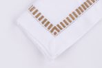 Amity home savona dinner napkin set in white   caramel ladder stitch border