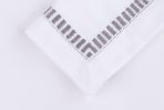 Amity home savona dinner napkin set in grey   embroidered ladder stitch border