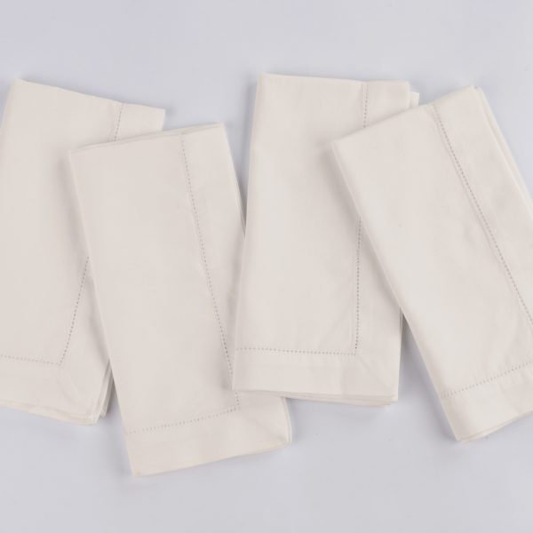 Amity Home Murano Dinner Napkin Set in Ivory - Delicate Hemstitching