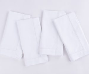 Amity home murano dinner napkin set in white   elegant hemstitch detail