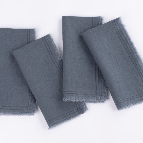 Brisbane Linen Dinner Napkin Set (Set Of 4), Steel Blue