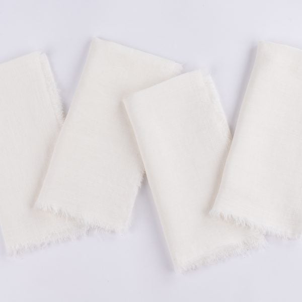 Brisbane Linen Dinner Napkin Set (Set Of 4), Ivory