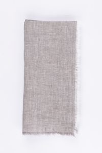 Amity home brisbane linen dinner napkin set in grey chambray   fringed edge
