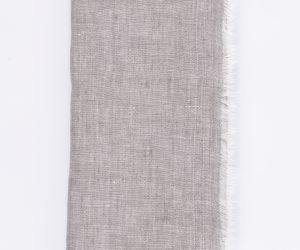 Amity home brisbane linen dinner napkin set in grey chambray   fringed edge