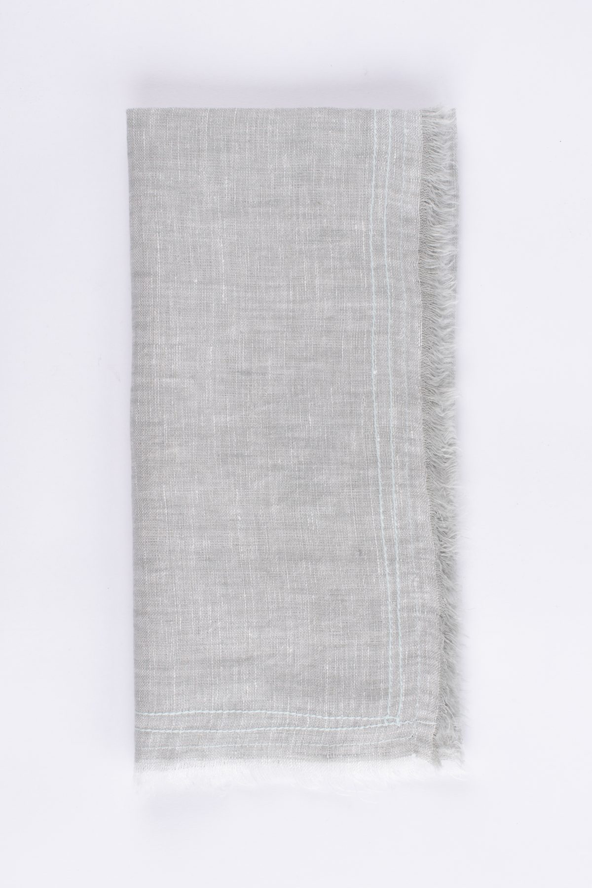 Amity home brisbane linen dinner napkin set in seaglass   fringed edge