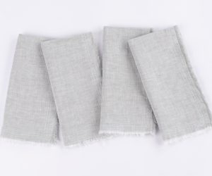 Amity home brisbane linen dinner napkin set in seaglass   frayed edges