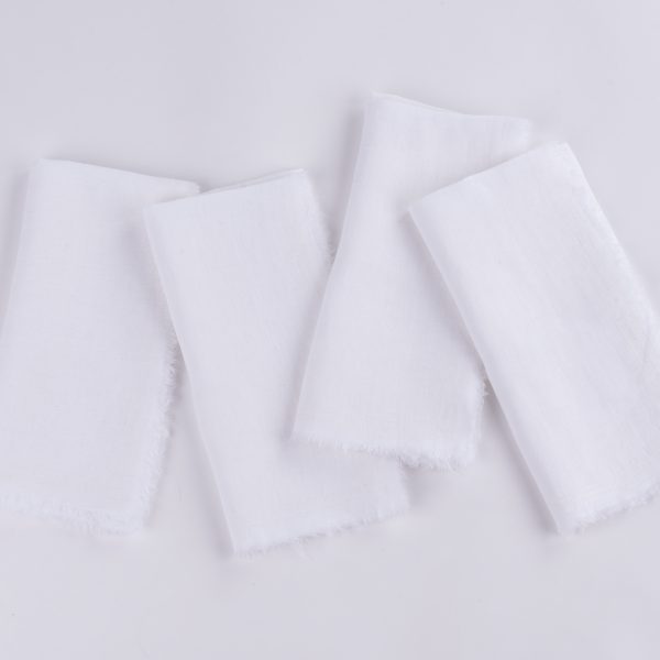 Brisbane Linen Dinner Napkin Set (Set Of 4), White