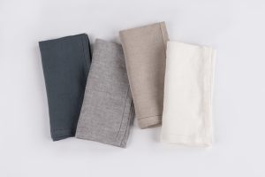 Amity home basillo linen dinner napkin set in natural   fine hemstitch detail