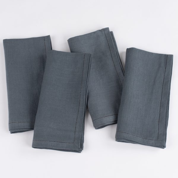 Basillo Linen Dinner Napkin Set (Set Of 4), Steel Blue