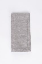 Amity home basillo linen dinner napkin set in grey chambray   delicate hemstitch detail