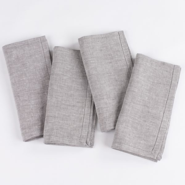 Basillo Linen Dinner Napkin Set (Set Of 4), Grey Chambray