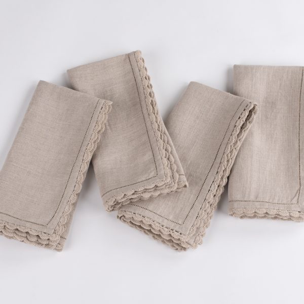 Lace Linen Dinner Napkin Set (Set Of 4), Natural