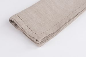 Amity home basillo linen dinner napkin set in natural   hemstitch detail