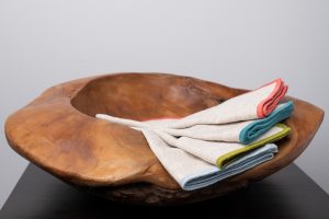 Amity home cora dinner napkin set in natural with vibrant edges   textured weave