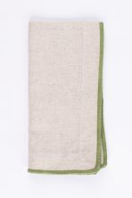 Amity home cora dinner napkin set set of 4 in natural linen with fringed green trim