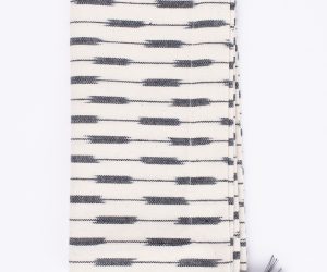 Amity home lana dinner napkin set in cream  black ikat   tassel detail