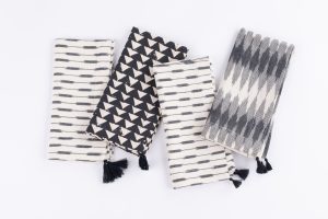 Amity home lana dinner napkin set in black  natural   artisanal patterns