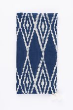 Amity home ira linen dinner napkin set in indigo   ikat diamond pattern