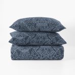 Amity home ramira duvet cover in steel blue   intricate block print pattern