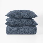 Amity home ramira duvet cover in steel blue   intricate block print pattern