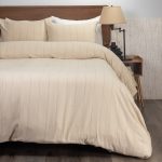 Amity home laine duvet cover in natural   vertical dashed stripes