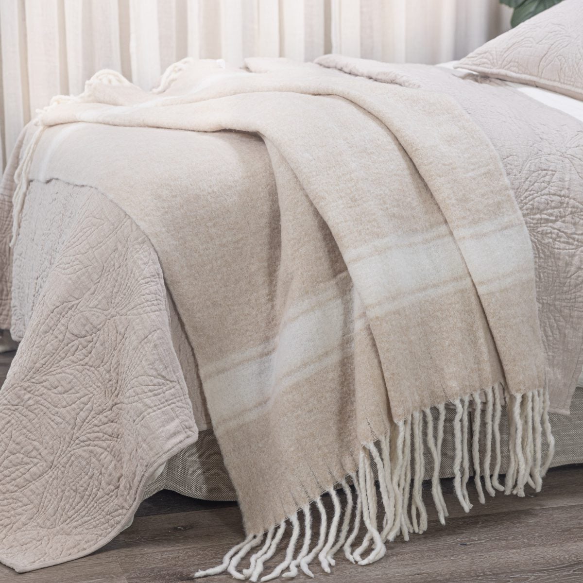 Amity home luca merino throw in natural   striped merino wool texture
