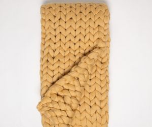 Amity home ava chunky throw in maize   oversized knit texture