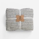 Amity home lawrence throw in grey   chunky basket weave knit