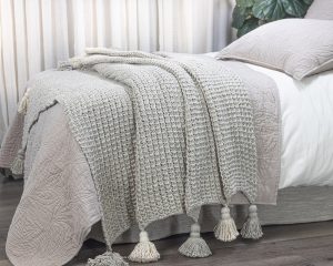 Amity home lawrence throw in grey   chunky knit texture