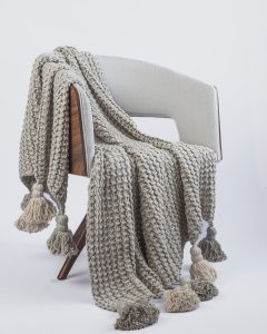 Amity home lawrence throw in grey   chunky knit texture